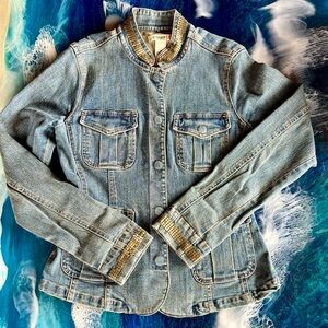 NWOT Stamp 10 Faded Blue Jean stretch Jacket with Embellishment Sz 8 Super Cute!